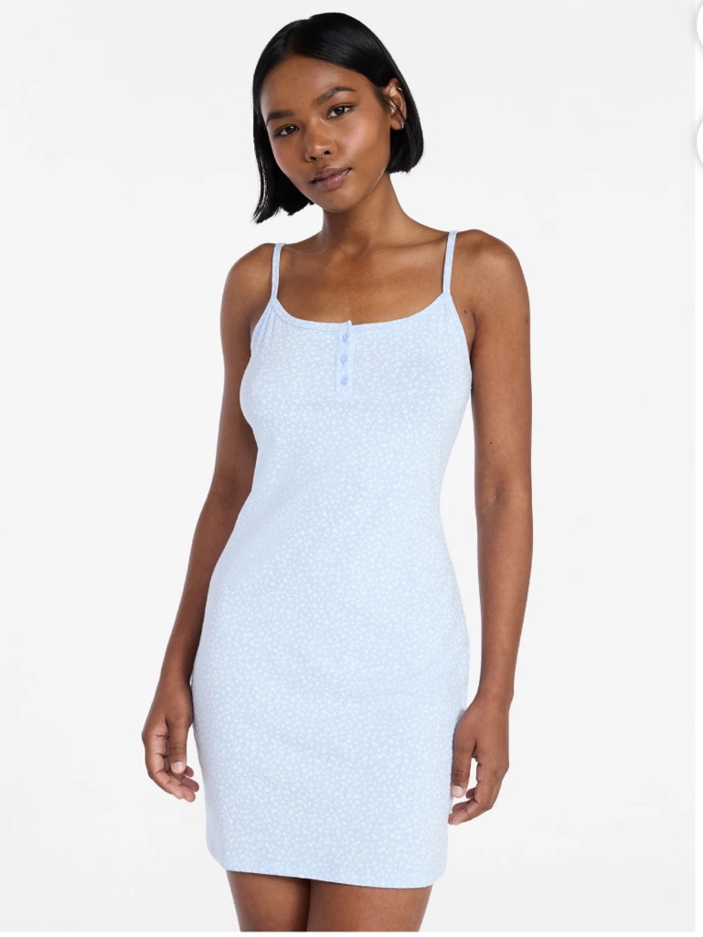 NWT No Boundaries Floral Henley Sleep Dress Pastel Blue XXL